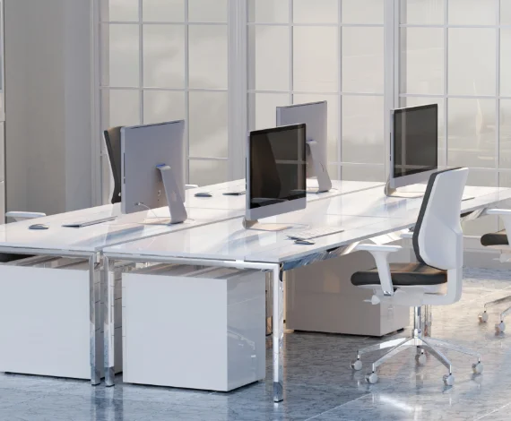 Modern office space with workstations